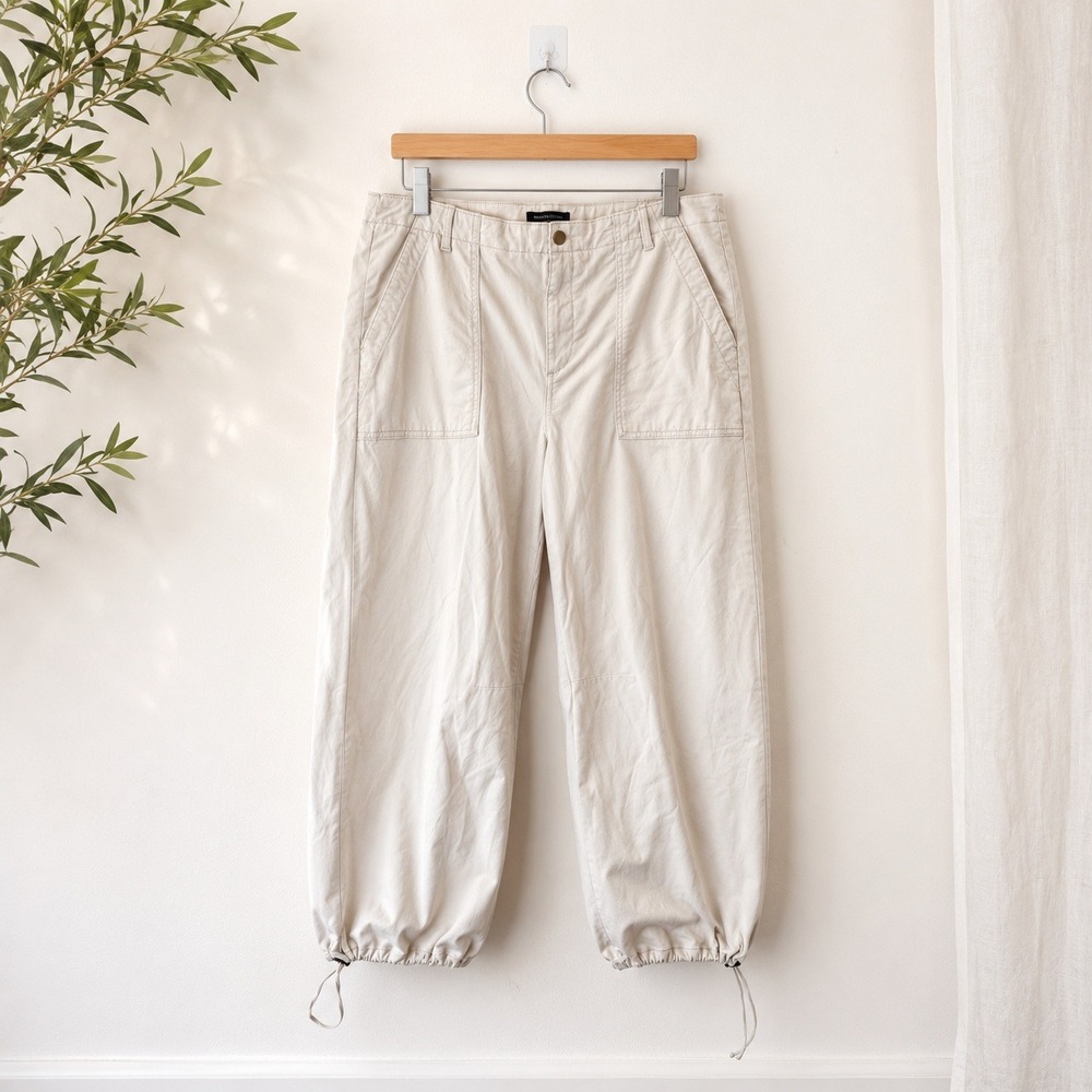 Banana Republic Authentic Chino Drawstring Hem Cargo Pants Beige Size 14